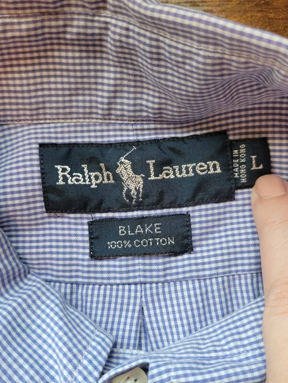 Ralph Lauren Blake Long Sleeve Button Down Shirt Micro Plaid Blue Men's Large